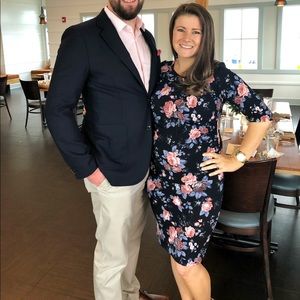 Pinkblush Fitted Navy Floral Maternity Dress